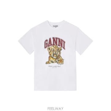 GANNI 26SS ���� ��ư ���� ���� Ÿ�̰� Ƽ���� A1050060 151 Bianco26SS ���� ��ư ���� ���� Ÿ�̰� Ƽ���� A1050060 151 