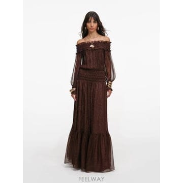 26SS 셀프 포트레이트 미디 원피스 RS26156XABR BROWN Marrone
