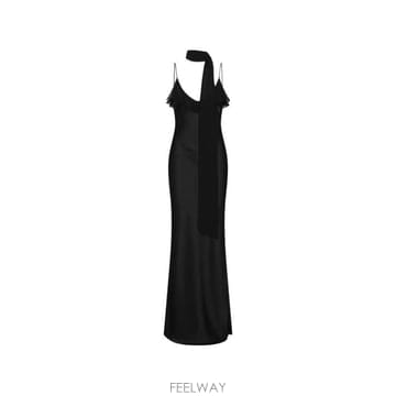 26FW 로테이트 미디 원피스 116657 100 Nero