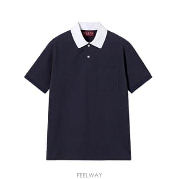 26SS 구찌 스트레치 코튼 피케 폴로 셔츠 854632XJHOG 4002 Blu