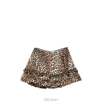 26SS 가니 레오파드 스커트 A1090087 859 Marrone