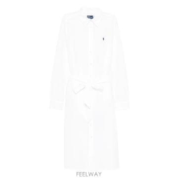 26SS 폴로 랄프로렌 미디 원피스 211B18781 001 Bianco