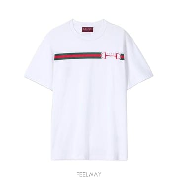 26SS 구찌 프린트 코튼 저지 티셔츠 837959XJHM5 9081 Bianco