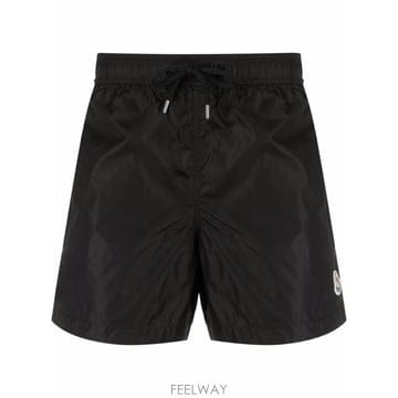 26FW 몽클레어 로고 패치 스윔 쇼츠 L20912C0000453326 999 Nero