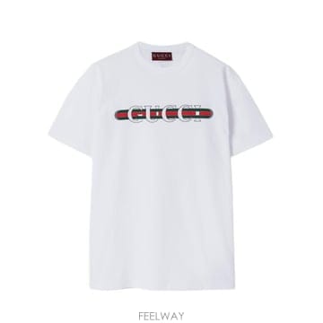 26SS 구찌 프린트 반팔 티셔츠 788093XJGL6 9074 Bianco