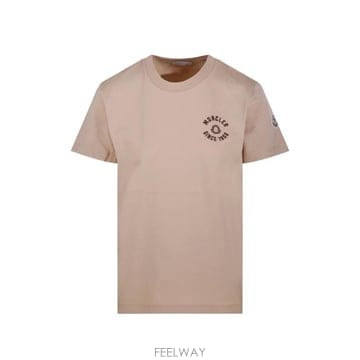 26SS 몽클레어 자수 로고 코튼 티셔츠 L10938C0003089AUO 51E Rosa