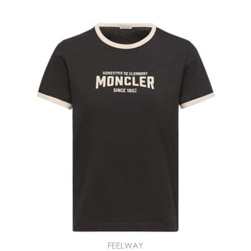 26SS 몽클레어 플록 로고 저지 티셔츠 L10938C0003189AUO P90 Nero