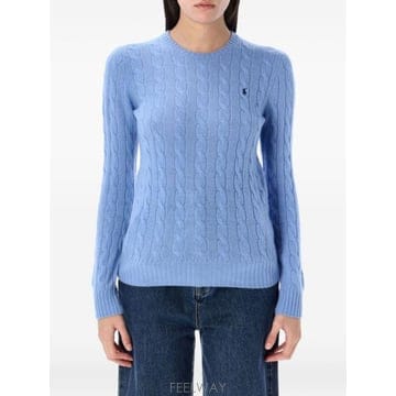 26FW 폴로 랄프로렌 폴로 자수 케이블 니트 스웨터 211971865 004 Azzurro