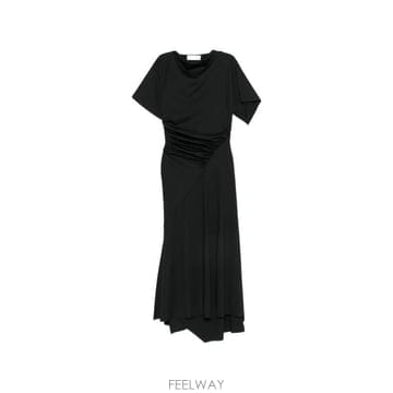 26FW 빅토리아 베컴 롱 원피스 1426JDR007350A BLACK Nero