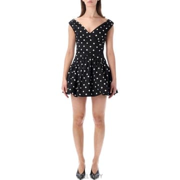 26SS 셀프 포트레이트 미디 원피스 RS26209SB BLACK BLACK WHITE DOT