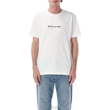 Off White 26SS ����ȭ��Ʈ ��ũ��Ʈ �ַο� ���� Ƽ���� OMAA027S26JER002 1000 Bianco26SS ����ȭ��Ʈ ��ũ��Ʈ �ַο� ���� Ƽ���� OMAA027S26