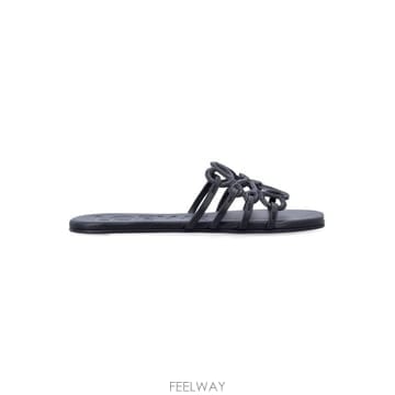 26FW 로에베 페탈 애너그램 소프트 카프스킨 슬라이드 LPEA465X06 1100 Nero