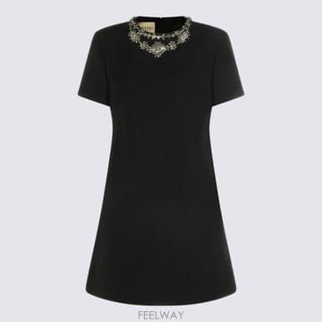 26FW 발렌티노 가라바니 미디 원피스 9B3VAKK5 1CFNUD NERO SILVER