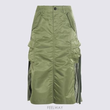 사카이 나일론 트윌 롱 스커트 카키