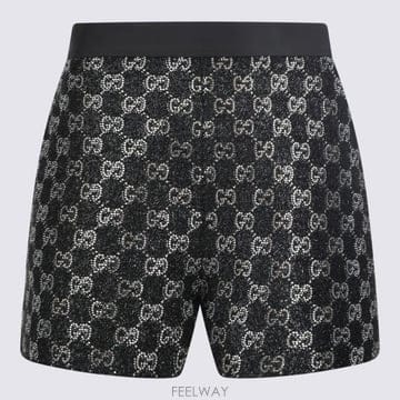 26SS 구찌 자수 울 트위드 라메 쇼츠 853382 ZARWY1000 Black