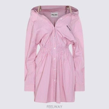 26SS 미우미우 스트라이프 포플린 드레스 MF6125SOOO 180UF0028 Rosa