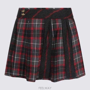 26FW 비비안웨스트우드 벨 타탄체크 플리츠 미니 스커트 1K01003H W01NGP210 CHARCOAL