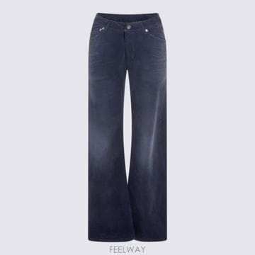 26SS 발렌시아가 커브드 Waist 팬츠 848019 TTW648074 DIRTY DARK BLUE