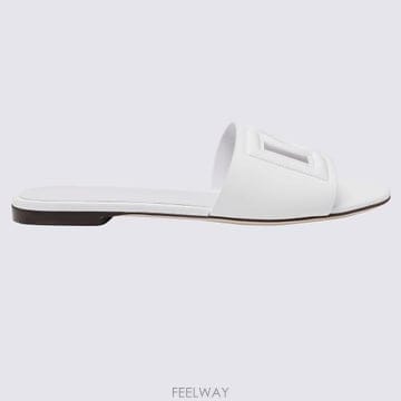 26FW 돌체앤가바나 DG 로고 카프스킨 슬리퍼 CQ0436 AY32980001 Bianco