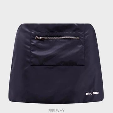 26SS 미우미우 테크니컬 가자르 및 플리스 스커트 MG2583SOOO 181AF0008 BLEU