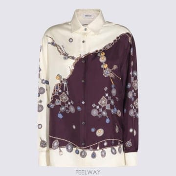 26FW 베르사체 블라우스 1025686 1A186825R880 BURGUNDY WHITE GOLD