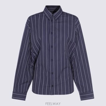 25FW 발렌시아가 스트라이프 셔츠 839277 TSM148209 Navy