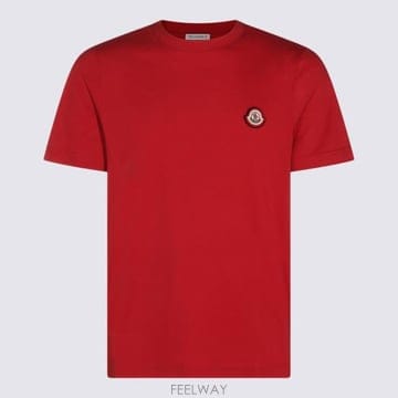 26FW 몽클레어 코튼 로고 패치 반팔 티셔츠 L20918C00045 89B8Y45D Red