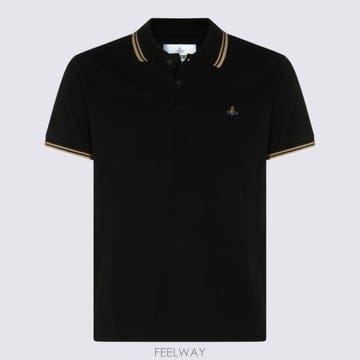 26FW 비비안웨스트우드 스크리블 체크 코튼 반팔 폴로 셔츠 2H01000Y J00AUN401 Black