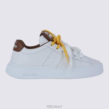26FW 미우미우 레더 스니커즈 5E387EF005 3L48F0TPR BIANCO COGNAC