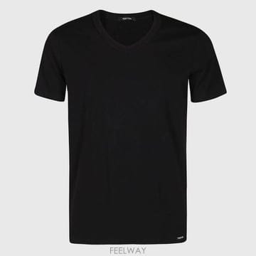 26FW 톰포드 V넥 반팔 티셔츠 T4M09 1040002 Black