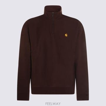 26SS 칼하트 WIP 하프 집 아메리칸 스크립트 스웨트셔츠 I027014 33HXX PALISANDER