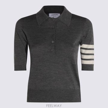 26FW 톰브라운 울 4바 릴렉스드 폴로 니트 FKP053A Y1014035 MED GREY