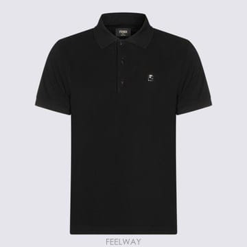 26SS 펜디 FF 메탈 피케 폴로 티셔츠 FY0985 AUA5F0QA1 Black