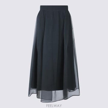 브루넬로 쿠치넬리 다크 그레이 실크 스커트