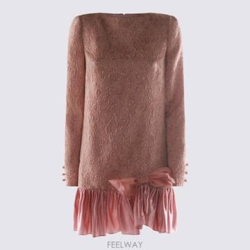 25FW 발렌티노 가라바니 미디 원피스 7B0VAGF6 9TBR10 ROSA ANTICO