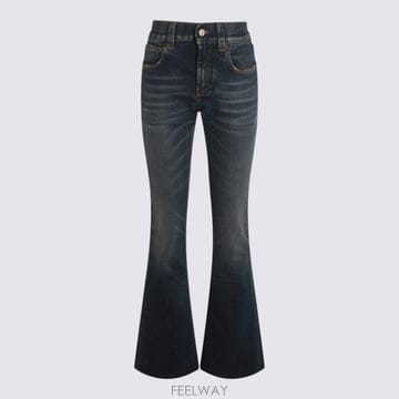 25FW 발렌시아가 슬림 핏 부츠컷 팬츠 838692 TSWC45002 Dark blue