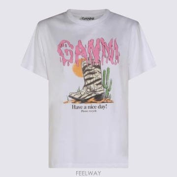 26FW 가니 반팔 티셔츠 A1050253 151 Bright White