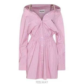 26SS 미우미우 스트라이프 포플린 드레스 MF6125SOOO 180UF0028 ROSA