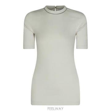 Brunello Cucinelli 26FW ���ڷ� ��ġ�ڸ� ��Ҹ� ����Ʈ ���� Ƽ���� MPTC8BJ310 C8726 WHITE SNAD26FW ���ڷ� ��ġ�ڸ� ��Ҹ� ����Ʈ ���� Ƽ���� MPTC8