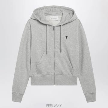 26 F/W 아미 라이트 그레이 아미 드 꾀흐 집업 맨투맨 인 코튼  B0052282422