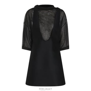 26FW 발렌시아가 하이브리드 미니 드레스 A0028K TUT221000 BLACK