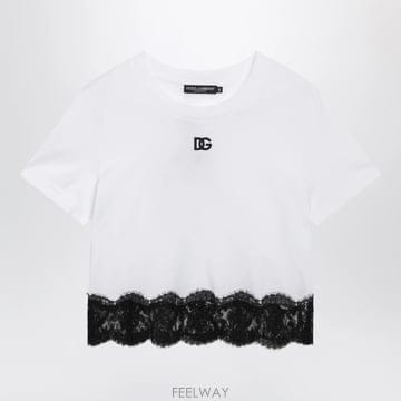 26 F/W 돌체 앤 가바나 화이트 저지 티셔츠 WITH 레이스 F8 B0052282475