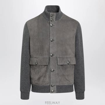 26 F/W 브루넬로 쿠치넬리 스틸 패딩 레더 & 캐시미어 자켓 MP B0052282510