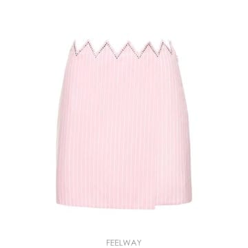 마하 앤 마하 엠벨리쉬드 스트라이프 코튼 미니 스커트