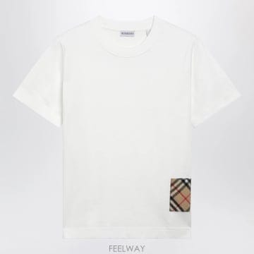 26 F/W 버버리 초크 코튼 티셔츠 WITH 캐시미어 체크 APPL B0052282512