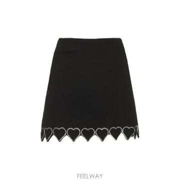 마하 앤 마하 여성 엠벨리시드 울 크레이프 미니 스커트