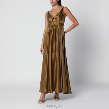 26 F/W 짐머만 OLIVE 그린 드레이프 실크 맥시 드레스 539 B0052282526