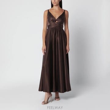 26 F/W 짐머만 롱 드레이프 실크 드레스 인 BITTER 초콜렛  B0052282527