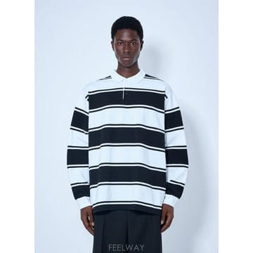 26 FW 발렌시아가 남성 스트라이프 로고 패치 폴로 셔츠 bal0165004blk