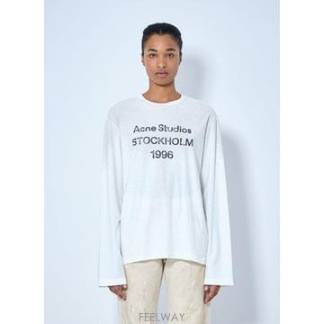 26 FW 아크네 여성 1996 로고 티셔츠 acn0365003wht F